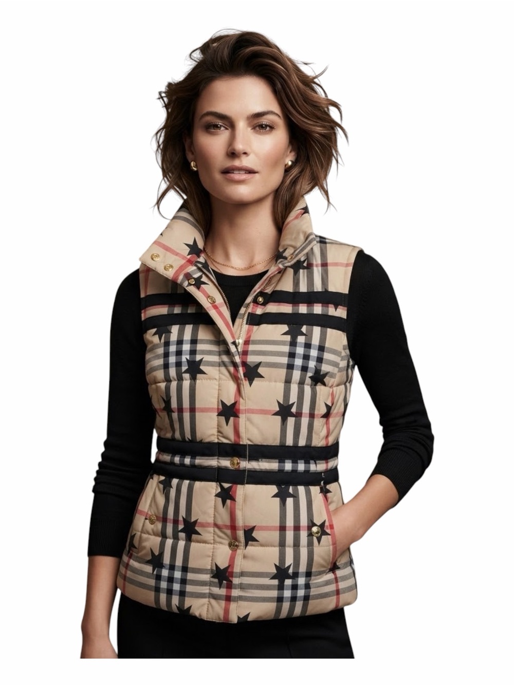 Dizzy Lizzie 100% Cotton Star-Patterned Woman’s Vest Size Medium NWT